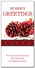 Christmas Pinecone Berries Cards  4" x 8"  w-envelope