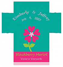 Love Flower Rectangle Wine Label 3.5x3.75