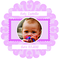 Scalloped Circle Babe Baby Labels