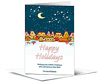 Happy Holidays Christmas Village Cards  5.50" x 7.875"  w-envelope 