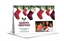 Three Fireplace Stockings Family Photo Upload Christmas Card w-Envelope 7.875" x 5.50" family style