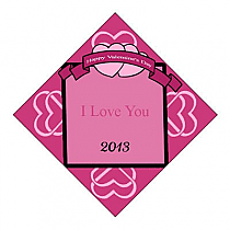 Heart Banner Valentine Diamont Labels 2x2