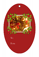 Holly Jolly Vertical Oval Hang Tag