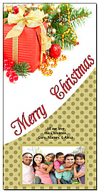 Christmas Corner Mistletoe Present Cards with photo  4" x 8"  w-envelope