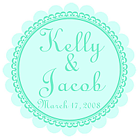 Monarch Scalloped Circle Wedding Labels