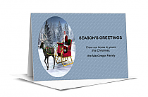 Reindeer Pulling Santa Greeting Card 7.875" x 5.50" with Envelope business style