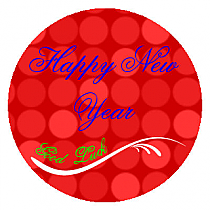 Happy New Year Small Circle Labels 1x1