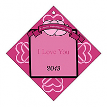 Heart Banner Valentine Diamont Favor Tag 2x2