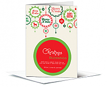 Christmas Blessings Festive Ornaments Card 5.50" x 7.875"  w-Envelope