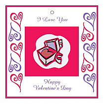 Hearts Clipart Valentine Square Favor Tag 2x2