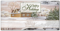 Christmas Holiday Snowy Cabin Cards 8" x 4" w-envelope