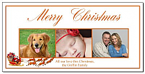 Christmas Rudolph Peeking In Corner Cards with multiple photo 8" x 4" w-envelope