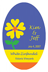 Love Flower Oval Wine Label