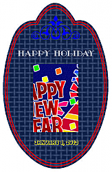 Happy Holidays New Year Vertical Oval Labels