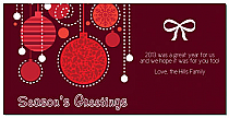 Christmas Seasonal Ornament Greetings Card 8" x 4" w-Envelope