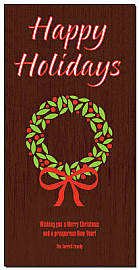 Christmas Red and Green Decorated Wreath Cards  4" x 8"  w-envelope