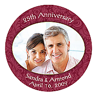 Old World Circle Burgundy Wedding Label