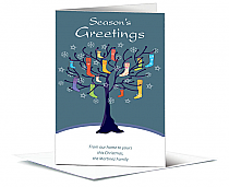 Hanging Stockings on a Tree Christmas Card w-Envelope 5.50" x 7.875" business style