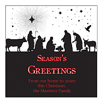 Small Square Scene Nativity Christmas Labels