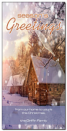 Christmas Sparkling Winter Cabin Cards  4" x 8" w-envelope