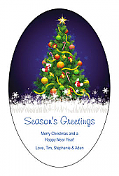 Decorated Christmas Tree Vertical Oval Label