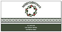 Holly Christmas Wreath Cards  8" x 4" w-envelope