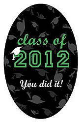 Hats Off Vertical Oval Graduation Labels