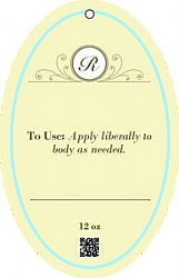 Tranquil Text Oval Bath Body Favor Tag