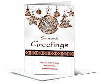 Christmas Metallic Seasons Greetings Ornaments Card 5.50" x 7.875"  w-Envelope