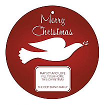 Circle Red Dove Christmas Hang Tag