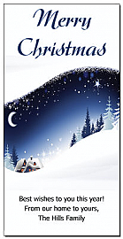 Sparkling Christmas Nighttime Village Cards  4" x 8" w-envelope