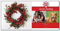 Red Christmas Berries Cards with multiple photo 8" x 4" w-envelope 