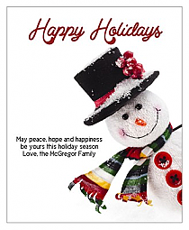 Vertical Big Rectangle Corner Snowman Christmas Labels