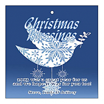 Square Hanging Dove Christmas Hang Tag