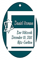 3-Star Vertical Oval Bat Mitzvah Favor Tag