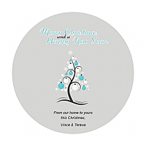 Abstract Christmas Tree Big Circle Label