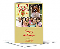 Christmas Happy Rudolph and Ornament Antlers Cards with multiple photo 5.50" x 7.875" w-envelope