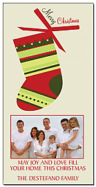 This is the Season Christmas Stocking Custom Photo Card w-Envelope 4" x 8" family style