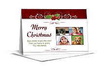 Christmas Decorative Holly Berries Cards with multiple photo 7.875" x 5.50" w-envelope 