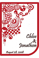 Modern Small Crimson red Wedding Labels