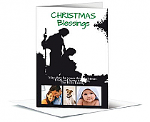 Christmas Card w-Envelope 5.50" x 7.875" Nativity Religious Blessing design Family Style