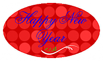 Happy New Year Horizontal Small Oval Labels 1.25x0.75