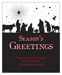 Vertical Big Rectangle Scene Nativity Christmas Label