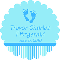 Footprints Baby Scalloped Circle Baby Labels