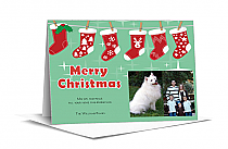 Row of Shimmering Stockings Two Photo Upload Christmas Card w-Envelope 7.875" x 5.50" family style