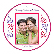 Hearts Photo Valentine Circle Favor Tag 2x2